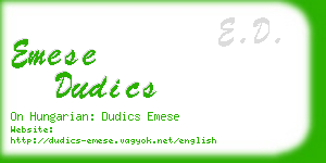 emese dudics business card